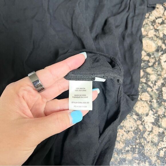 Cloth & Stone Anthropologie Short Sleeve Dress V Neck Black Mini T Shirt Size S - Picture 6 of 6